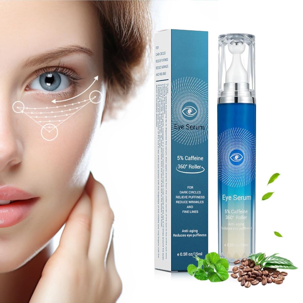 Caffeine Eye Serum with Steel Rollerball for Dark Circles and Puffiness