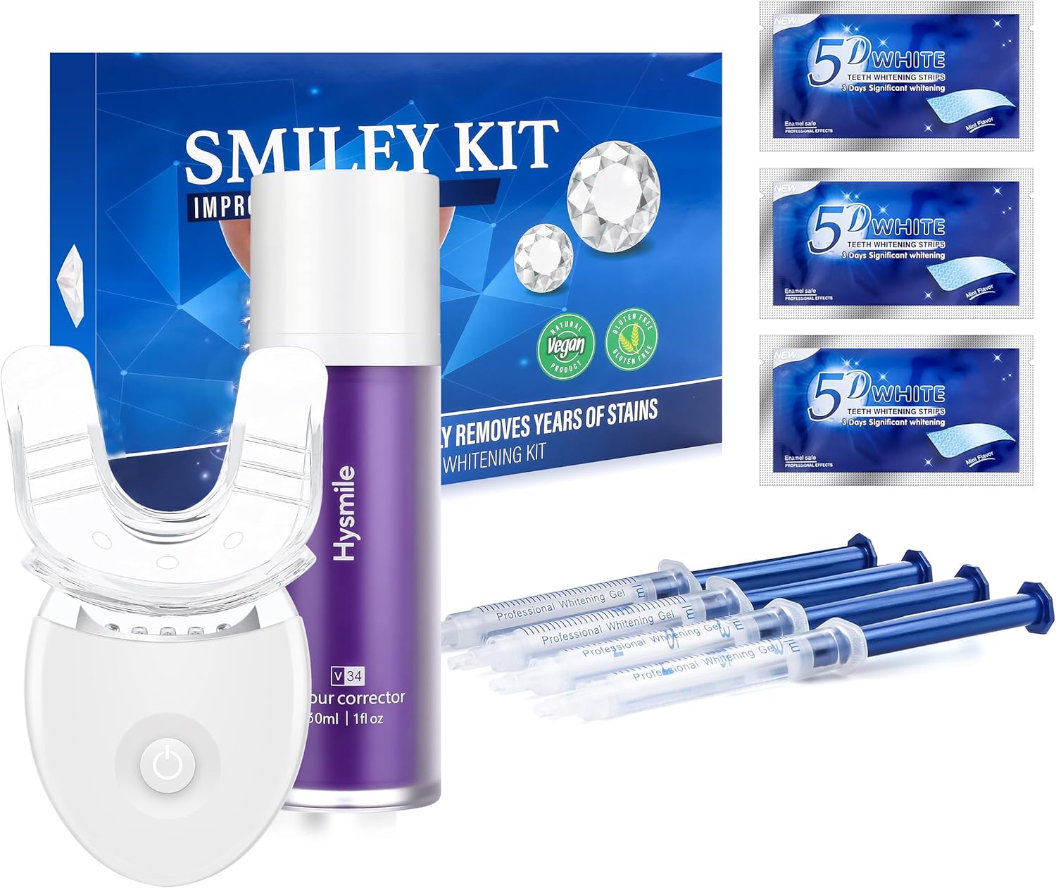 Purple-Correcting LED Teeth Whitening Kit for Brighter Smiles
