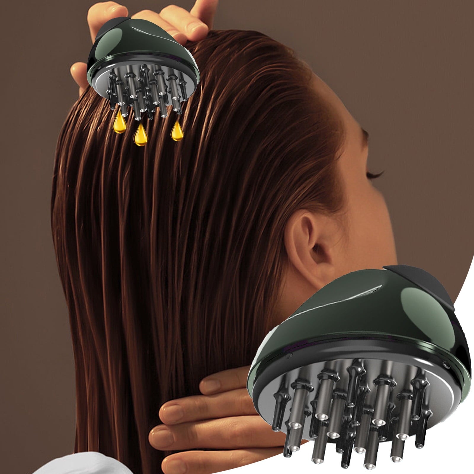 Electric Scalp Massager with Built-In Serum Applicator Brush